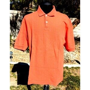 VTG Geoffrey Beene Tangerine Orange Adult M Short Sleeve Pullover Polo Shirt EUC